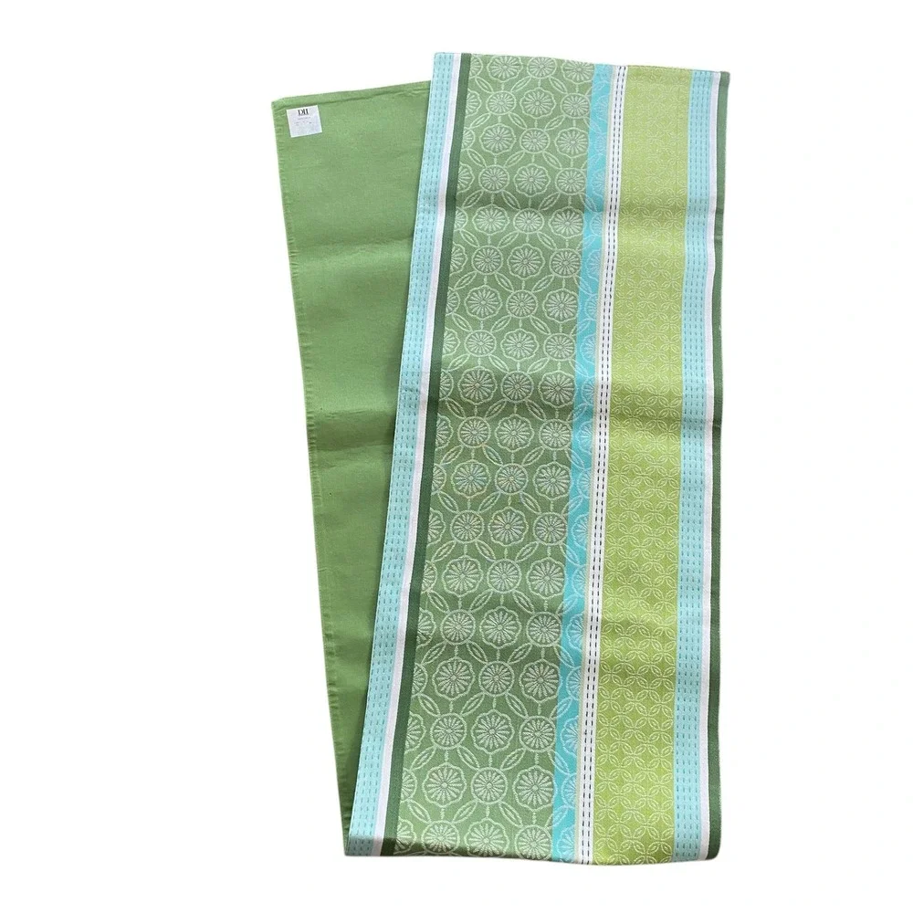 Green Floral Woven Tapestry Cotton Table Runner Spring Garden‎ Boho